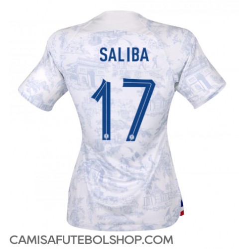 Camisa de time de futebol França William Saliba #17 Replicas 2º Equipamento Feminina Mundo 2022 Manga Curta